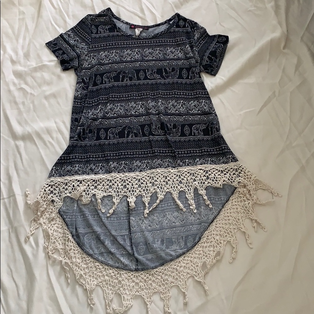 Kids embroidered elephant print top